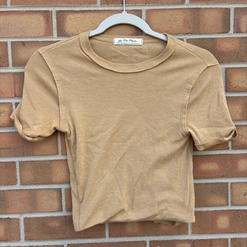Free People We The Free Mustard Yellow Extra Small Baby Tee Crop Soft Worn